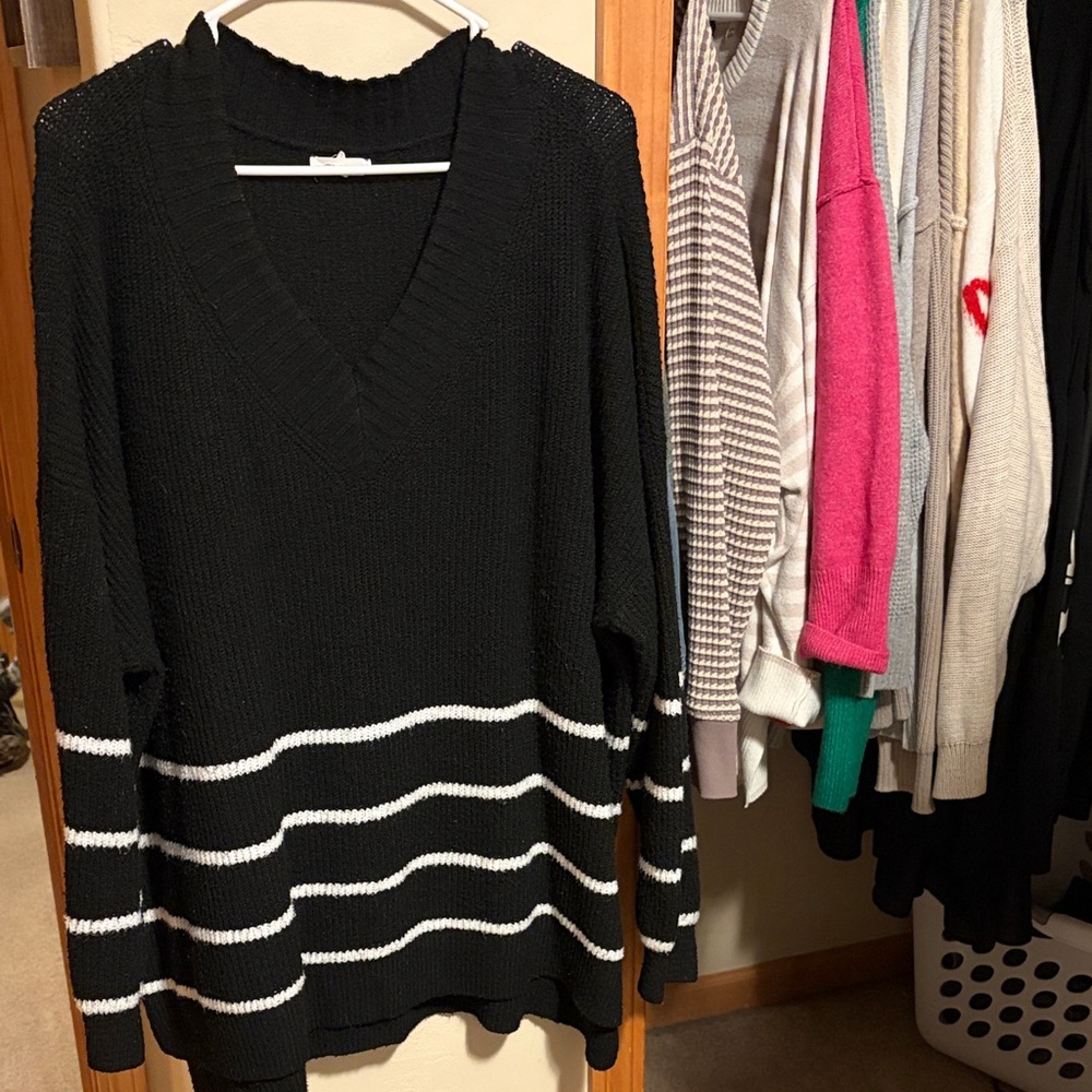 Maurices Black and White V-Neck Sweater